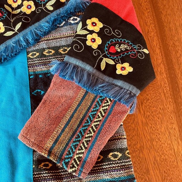 Vtg Julia Kim Button Up Womens Multicolored Embroidered Art Denim Jacket Size M - Picture 6 of 16